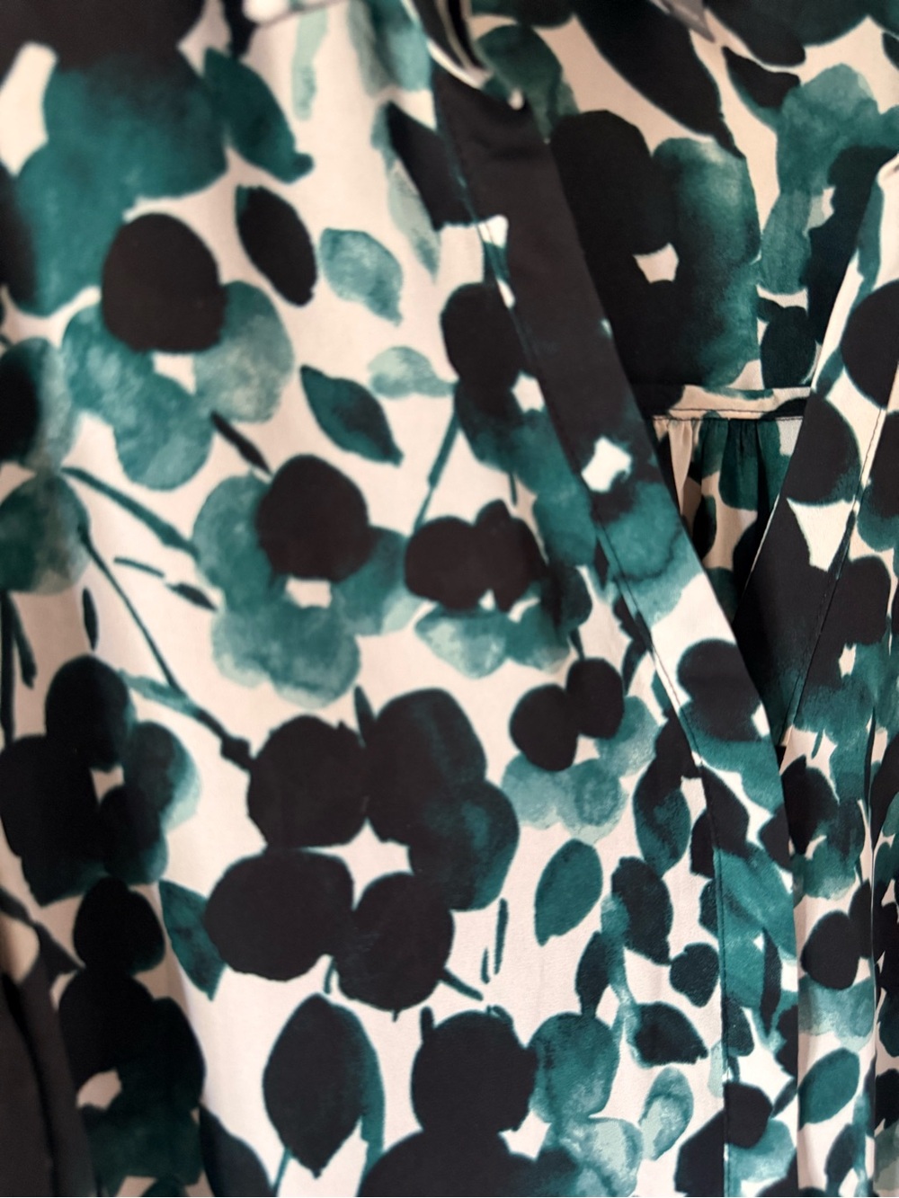 Worthington Teal and Black Floral Button-Down Blouse - Picture 6 of 8